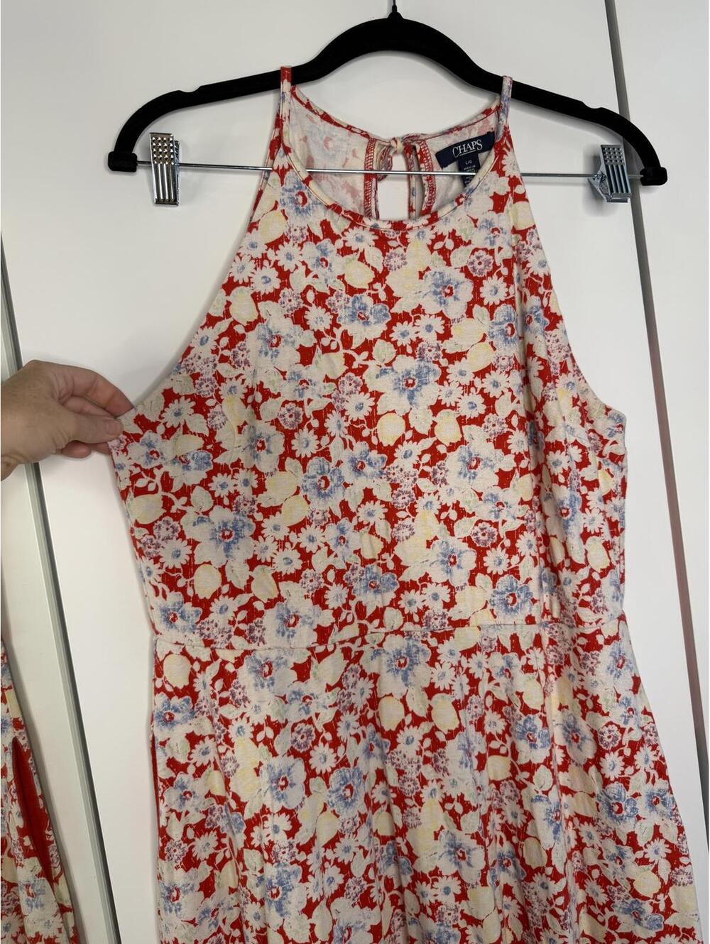 Chaps Floral Print Maxi Dress with Side Pockets